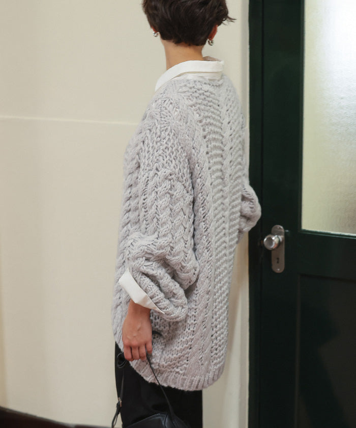 ティティベイト titivate ハンドライクボートネックケーブルニット （グレージュ） グレージュ