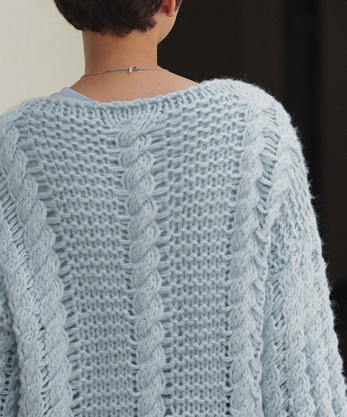 ティティベイト titivate ハンドライクボートネックケーブルニット （グレージュ） グレージュ