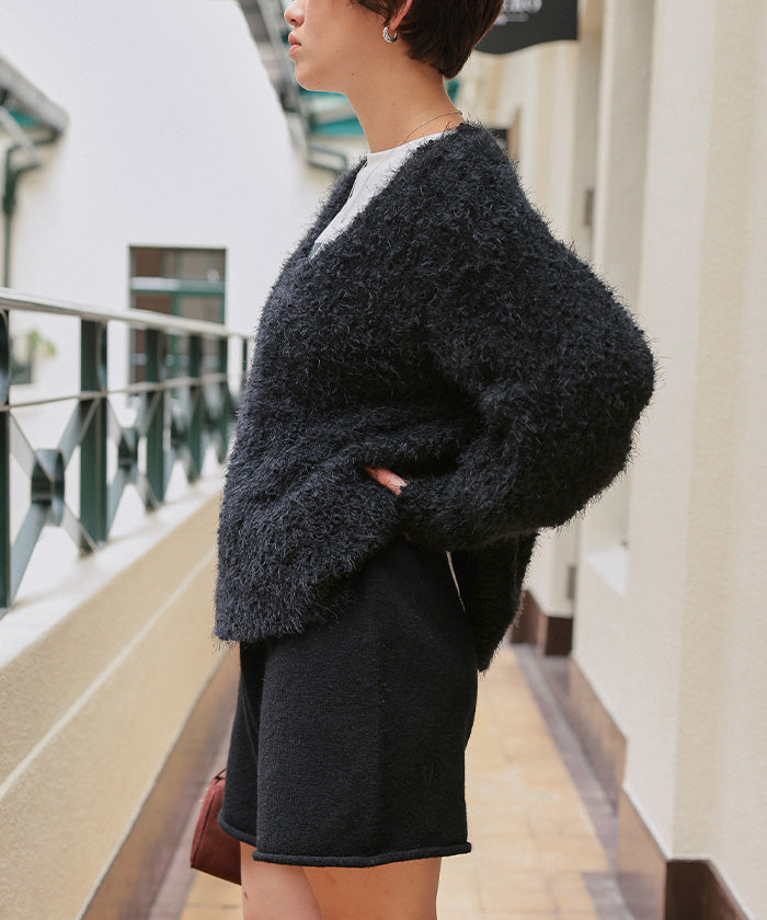 ティティベイト titivate ポコポコシャギーオーバーサイズVネックニット （オフホワイト） オフホワイト