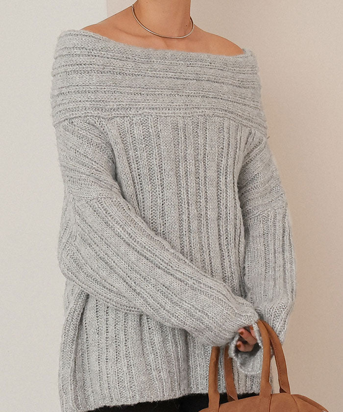 ティティベイト titivate オフショルダールーズニット （ライトベージュ） ライトベージュ