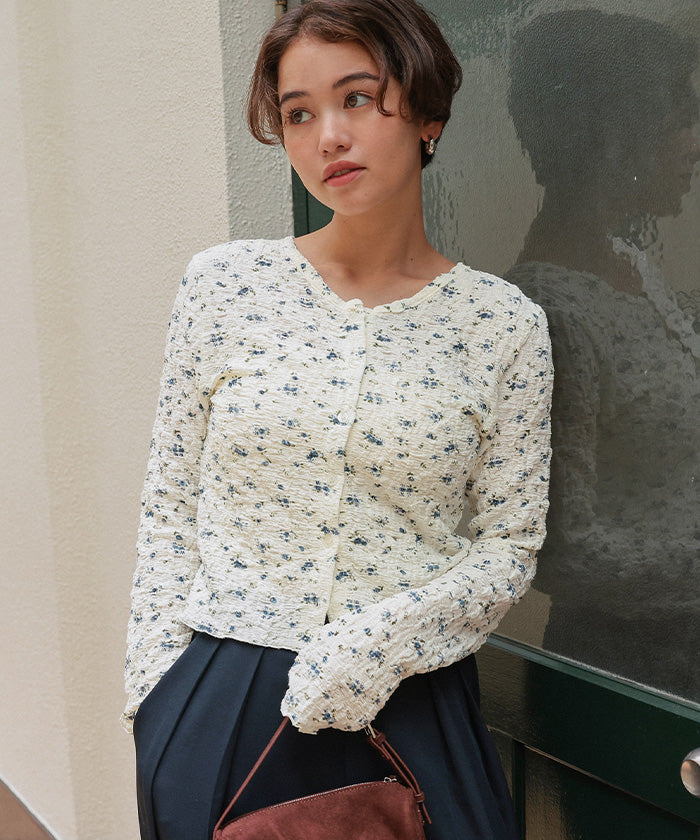 ティティベイト titivate 前後2wayフラワージャガードカットソートップス （ライトブルー） ライトブルー