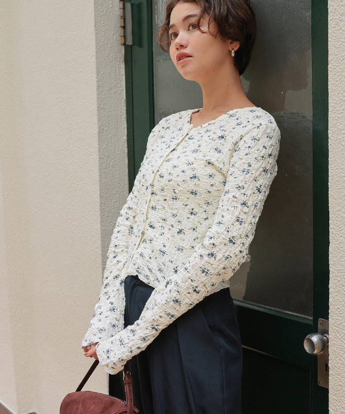 ティティベイト titivate 前後2wayフラワージャガードカットソートップス （ライトブルー） ライトブルー