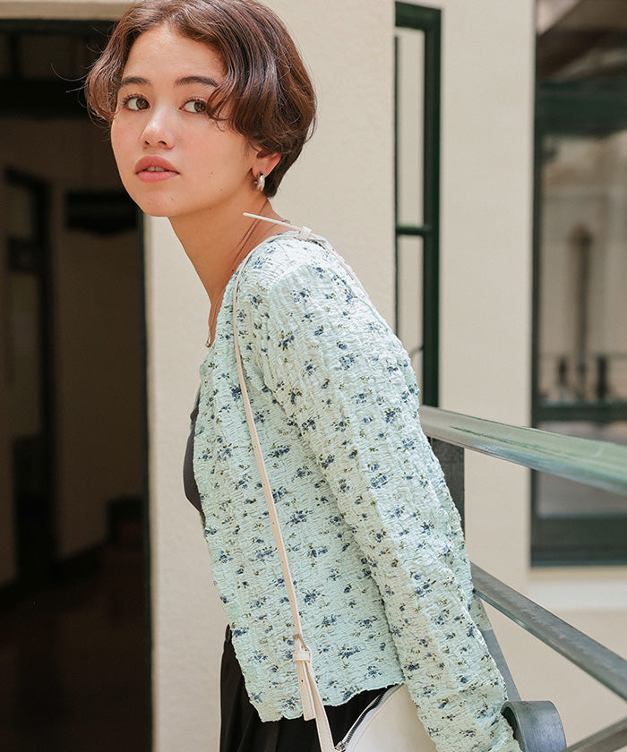 ティティベイト titivate 前後2wayフラワージャガードカットソートップス （ライトブルー） ライトブルー