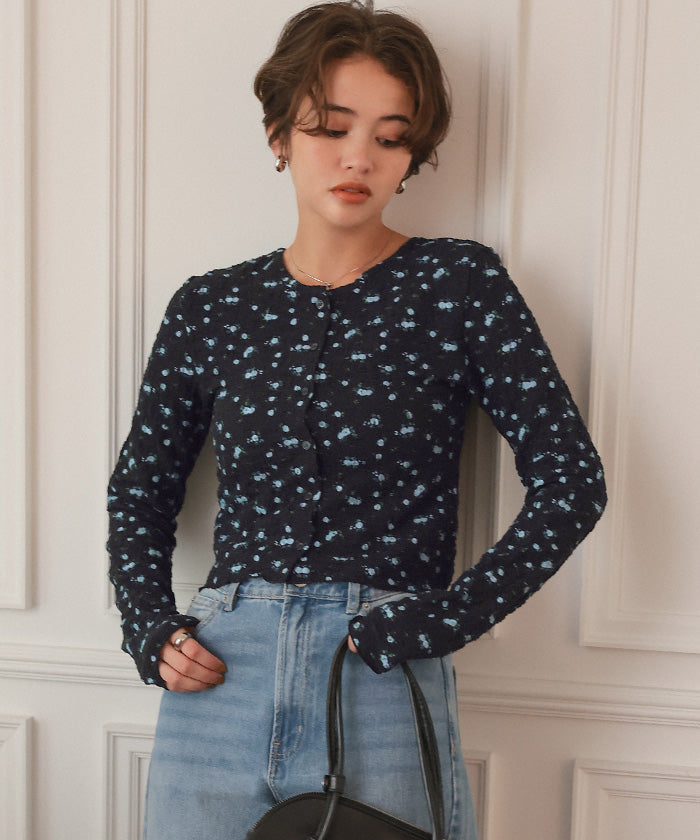 ティティベイト titivate 前後2wayフラワージャガードカットソートップス （ライトブルー） ライトブルー