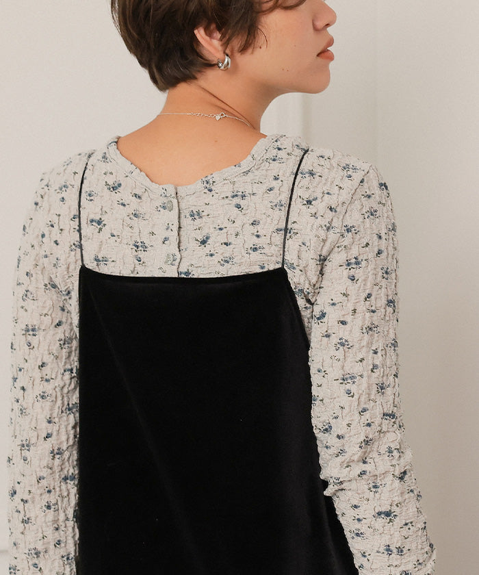 ティティベイト titivate 前後2wayフラワージャガードカットソートップス （ライトブルー） ライトブルー