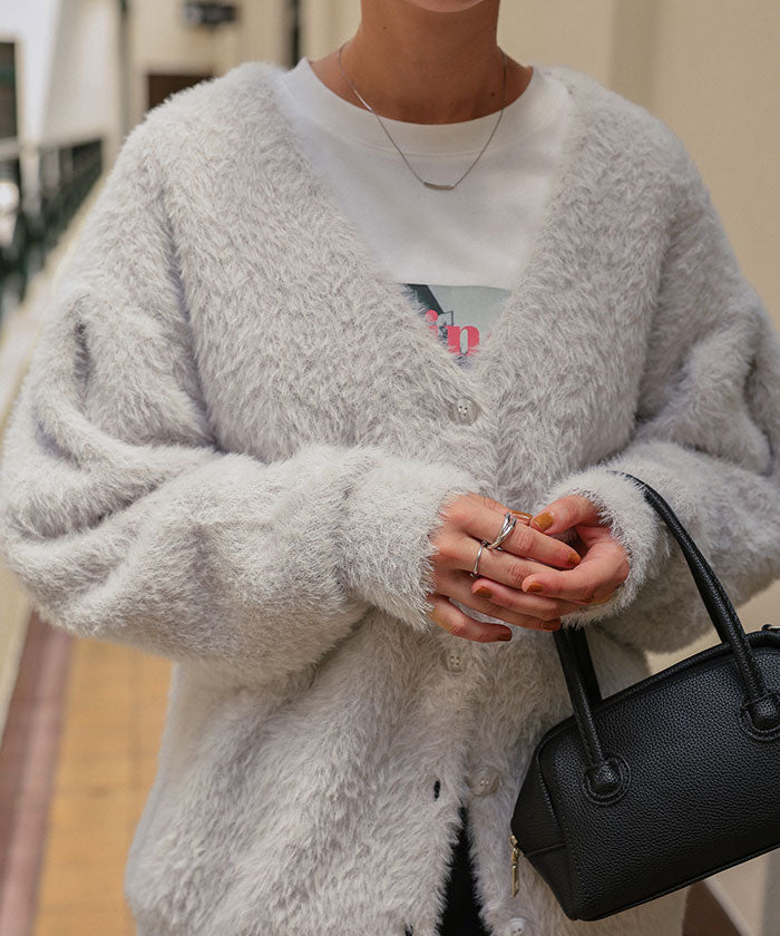 ティティベイト titivate ミニシャギーニットカーディガン （アイボリー） アイボリー