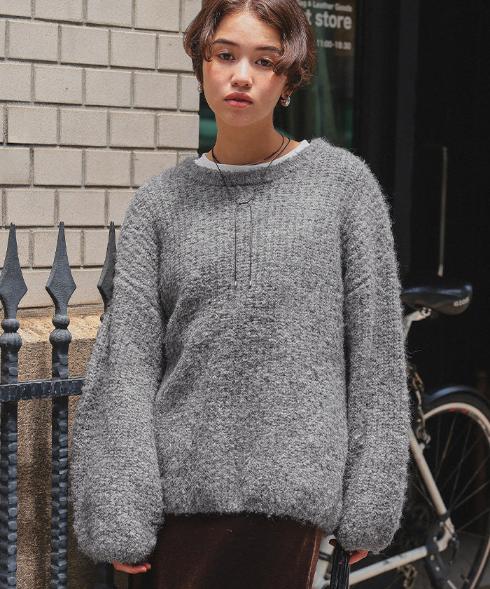 ティティベイト titivate ゆったりルーズブークレーニットトップス/チュニック （グレー） グレー