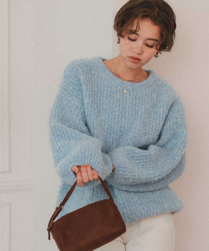 ティティベイト titivate ゆったりルーズブークレーニットトップス/チュニック （グレー） グレー