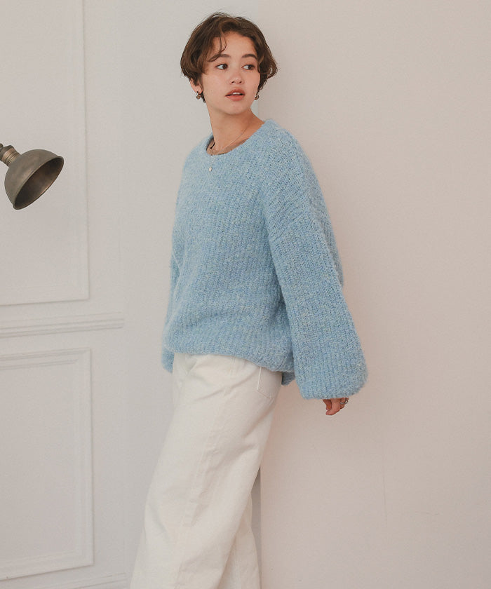 ティティベイト titivate ゆったりルーズブークレーニットトップス/チュニック （グレー） グレー