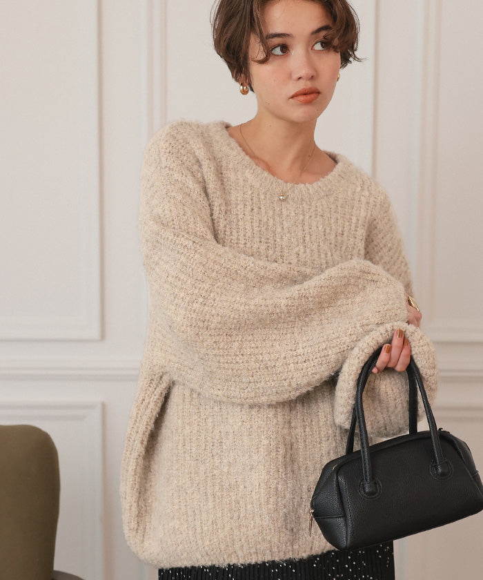 ティティベイト titivate ゆったりルーズブークレーニットトップス/チュニック （グレー） グレー