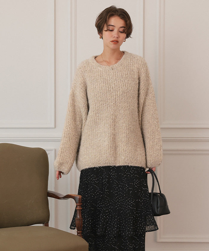 ティティベイト titivate ゆったりルーズブークレーニットトップス/チュニック （グレー） グレー