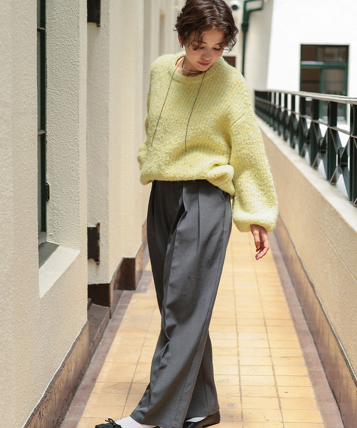 ティティベイト titivate ゆったりルーズブークレーニットトップス/チュニック （グレー） グレー