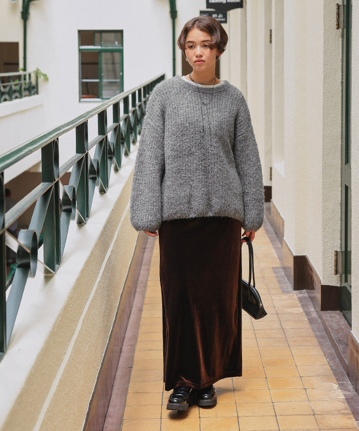 ティティベイト titivate ゆったりルーズブークレーニットトップス/チュニック （グレー） グレー