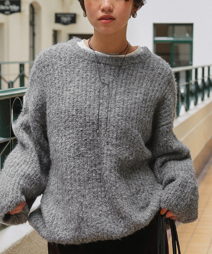 ティティベイト titivate ゆったりルーズブークレーニットトップス/チュニック （グレー） グレー