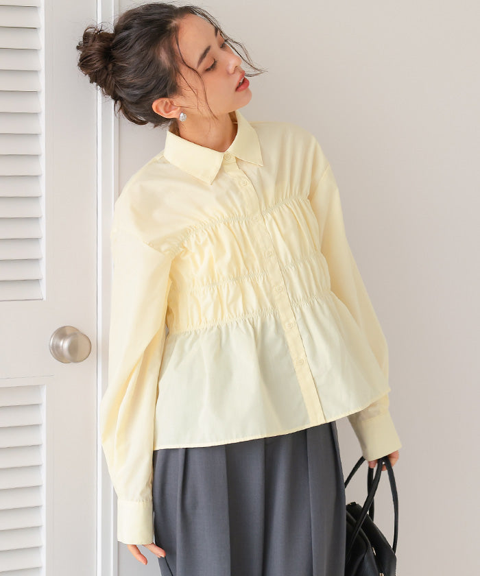 ティティベイト titivate シャーリングブラウス （ネイビー） ネイビー