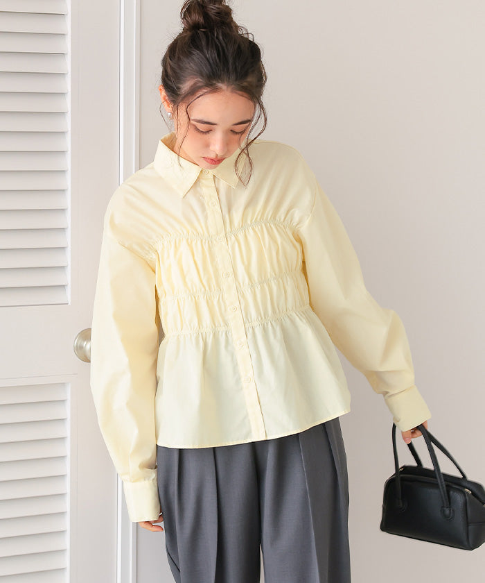 ティティベイト titivate シャーリングブラウス （ネイビー） ネイビー