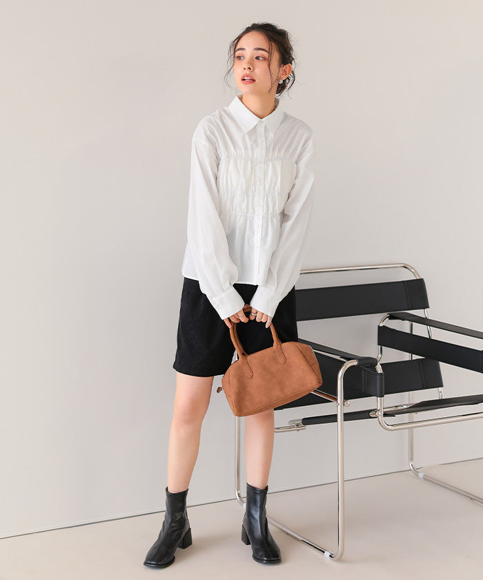 ティティベイト titivate シャーリングブラウス （ネイビー） ネイビー