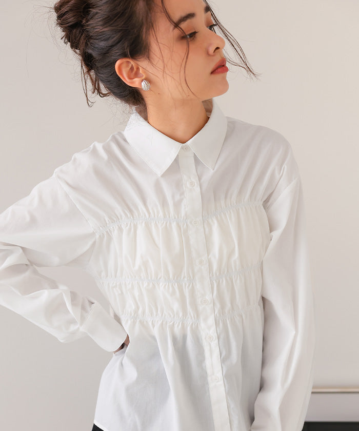 ティティベイト titivate シャーリングブラウス （ネイビー） ネイビー