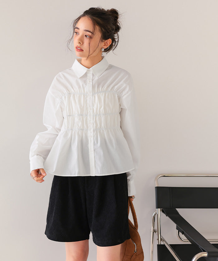 ティティベイト titivate シャーリングブラウス （ネイビー） ネイビー