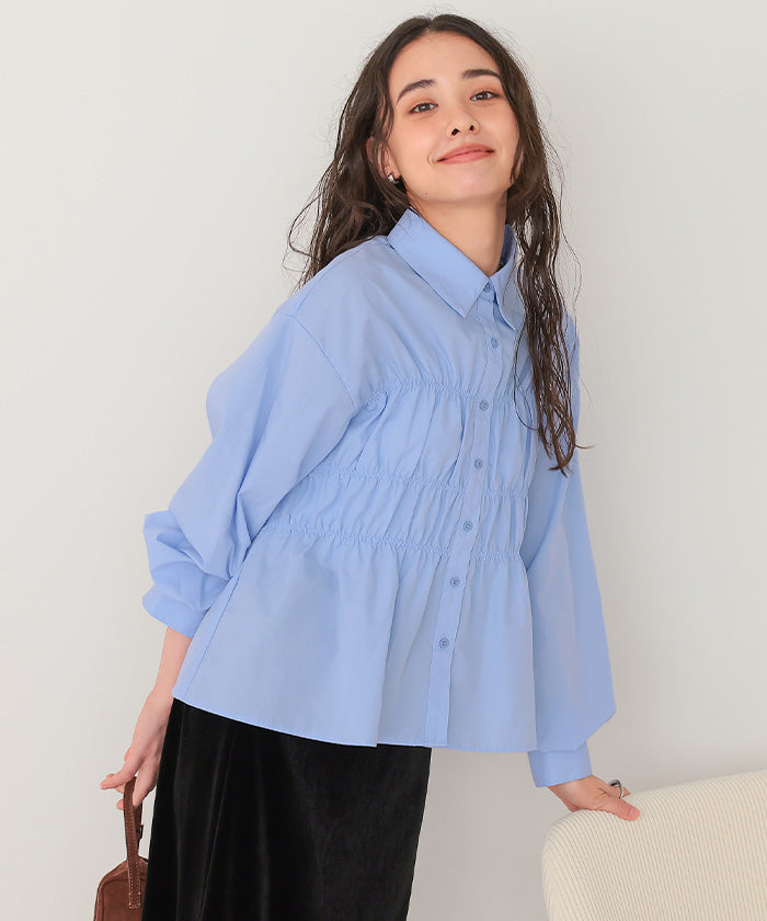 ティティベイト titivate シャーリングブラウス （ネイビー） ネイビー