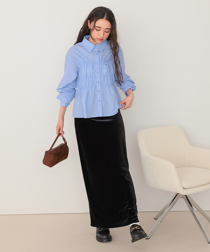 ティティベイト titivate シャーリングブラウス （ネイビー） ネイビー