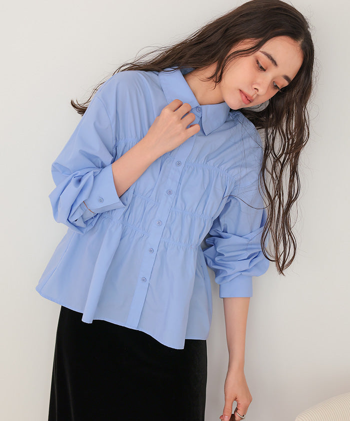 ティティベイト titivate シャーリングブラウス （ネイビー） ネイビー