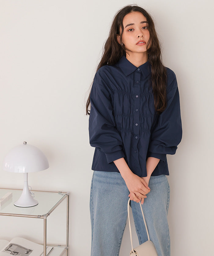 ティティベイト titivate シャーリングブラウス （ネイビー） ネイビー