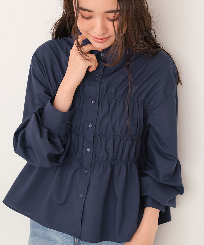 ティティベイト titivate シャーリングブラウス （ネイビー） ネイビー