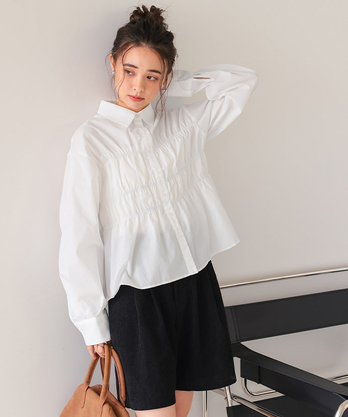 ティティベイト titivate シャーリングブラウス （ネイビー） ネイビー