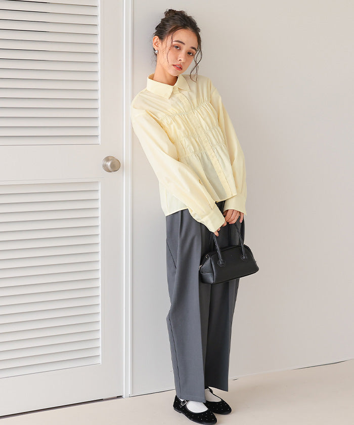 ティティベイト titivate シャーリングブラウス （ブルー） ブルー