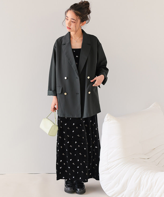 ティティベイト titivate ゴールド釦ダブルテーラードジャケット （チャコール） チャコール