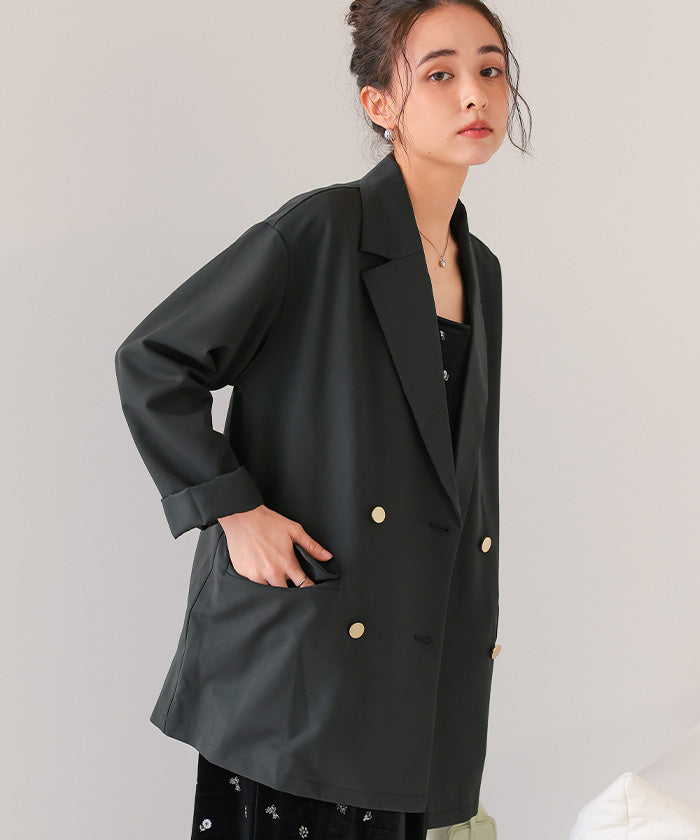 ティティベイト titivate ゴールド釦ダブルテーラードジャケット （チャコール） チャコール