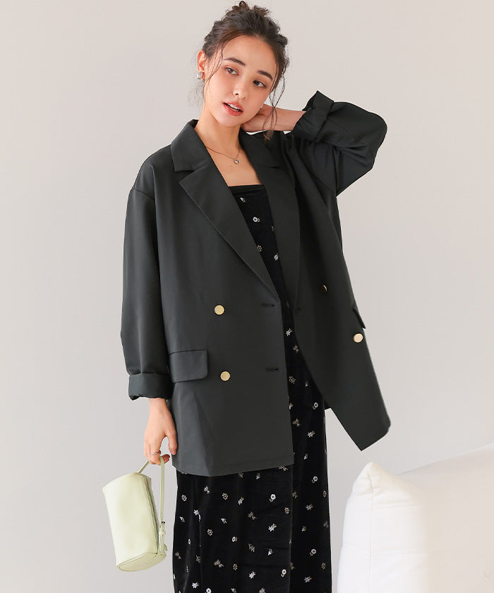 ティティベイト titivate ゴールド釦ダブルテーラードジャケット （チャコール） チャコール