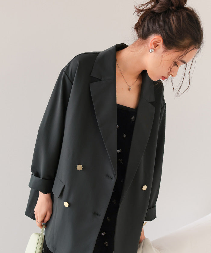 ティティベイト titivate ゴールド釦ダブルテーラードジャケット （チャコール） チャコール