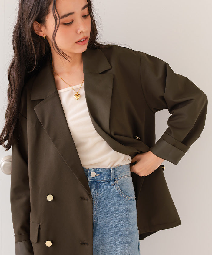 ティティベイト titivate ゴールド釦ダブルテーラードジャケット （チャコール） チャコール