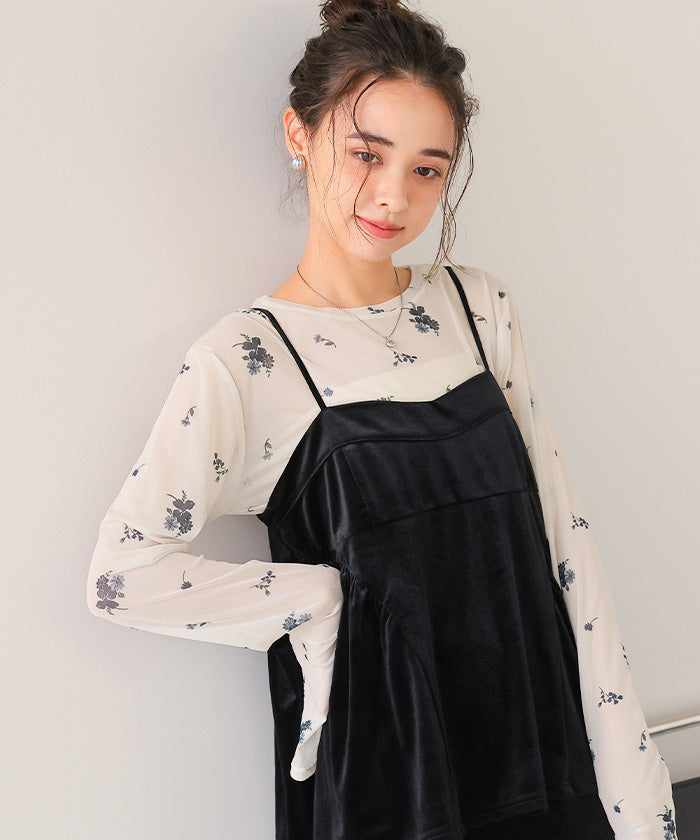 ティティベイト titivate フラワーシアークルーネックトップス （ブラウン） ブラウン