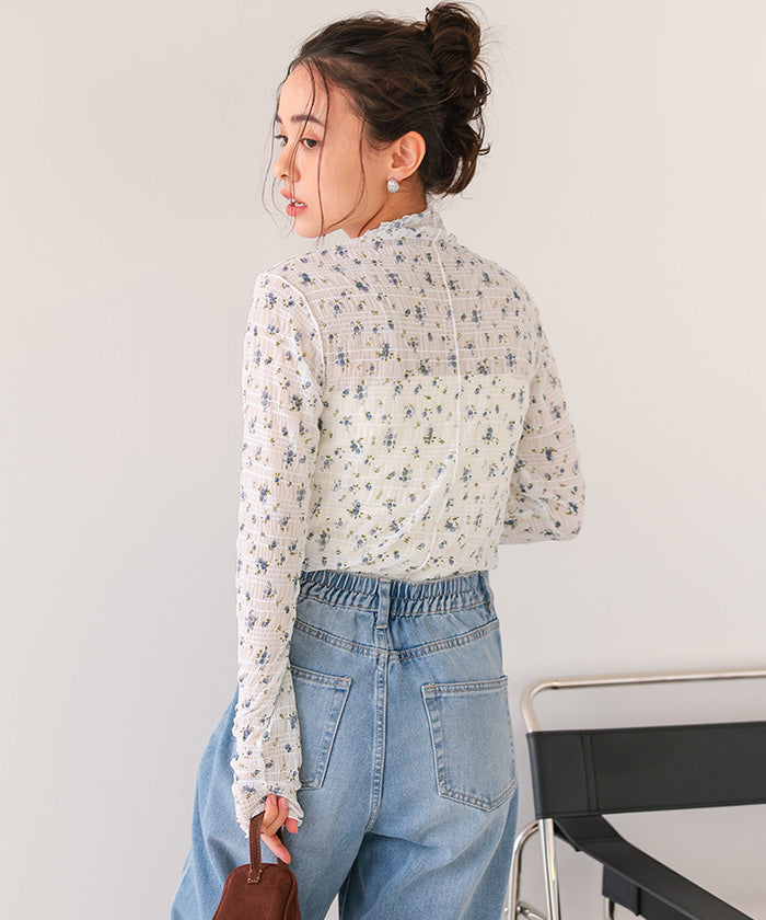 ティティベイト titivate フラワーレースボトルネックトップス （オフホワイト） オフホワイト