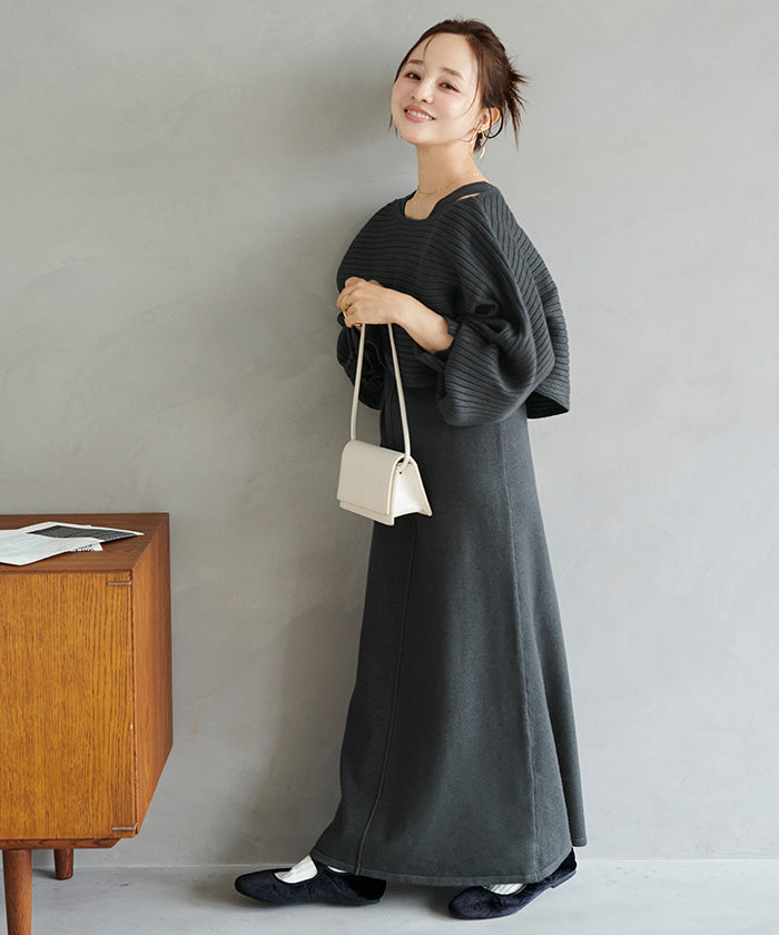 ティティベイト titivate カシュクールリブトップスニットセットワンピース （ブルー） ブルー