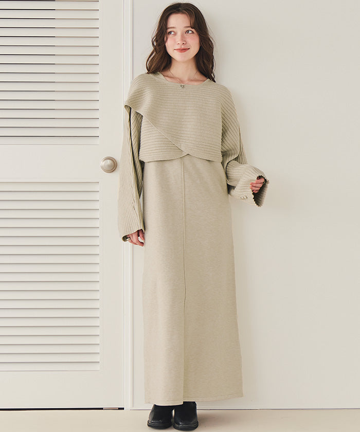 ティティベイト titivate カシュクールリブトップスニットセットワンピース （ブルー） ブルー