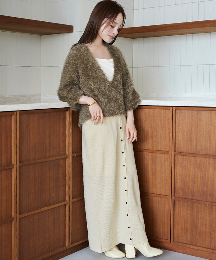 ティティベイト titivate 深Vネックショートシャギーニット （ライトベージュ） ライトベージュ