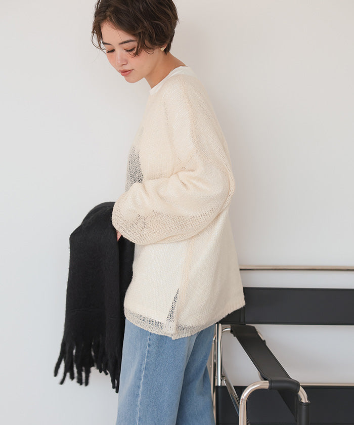 ティティベイト titivate モヘアタッチローゲージシアーニット （エクリュ） エクリュ