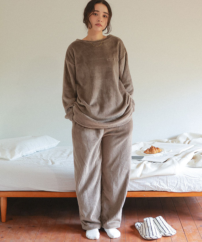 ティティベイト titivate ふわもこマシュマロタッチチュニックパジャマセットアップ （ライトブラウン） ライトブラウン