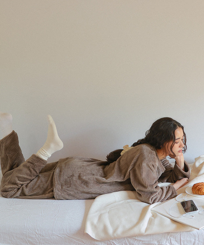 ティティベイト titivate ふわもこマシュマロタッチチュニックパジャマセットアップ （ライトブラウン） ライトブラウン