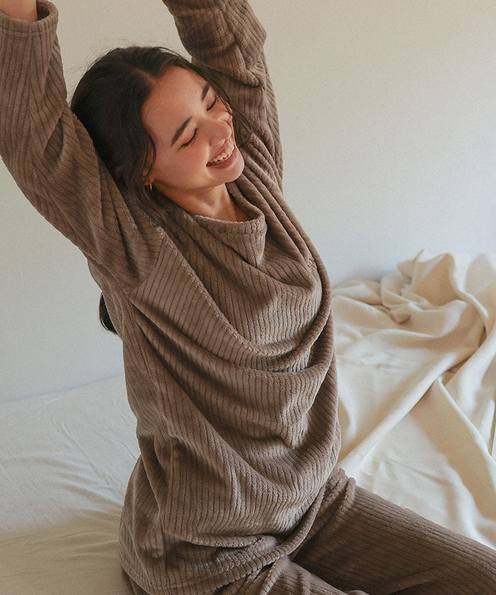 ティティベイト titivate ふわもこマシュマロタッチチュニックパジャマセットアップ （ライトブラウン） ライトブラウン