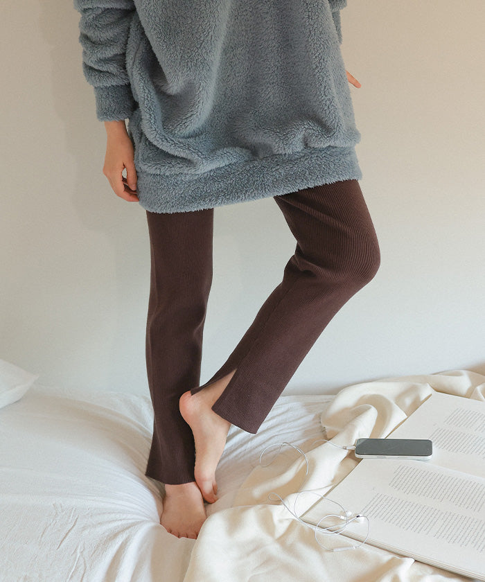 ティティベイト titivate モチッとタッチリブニットレギンスパンツ （グレージュ） グレージュ