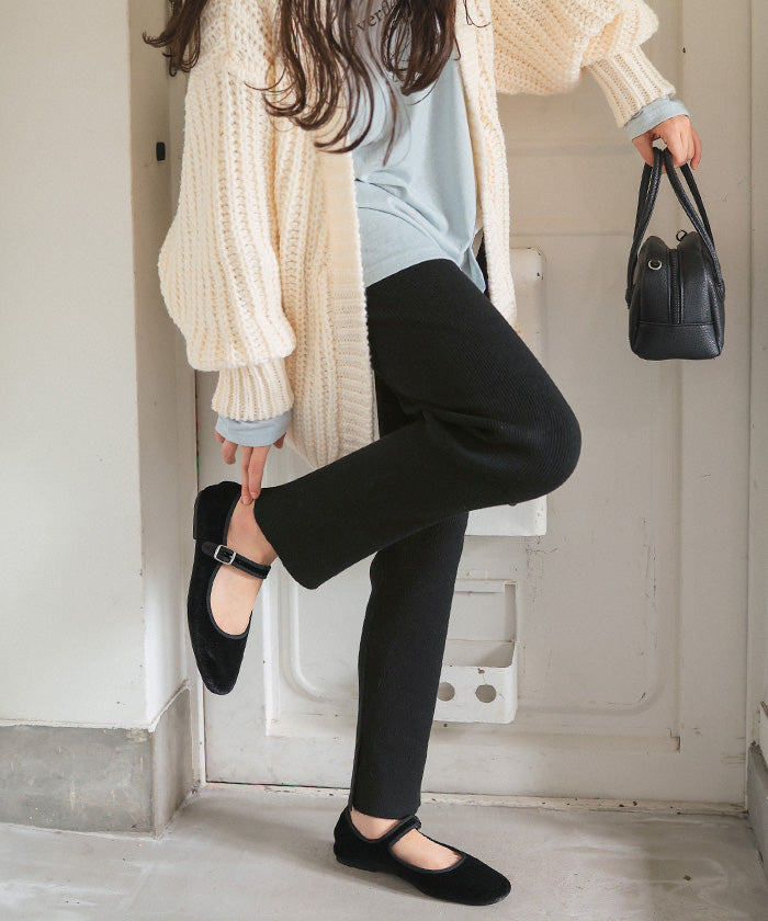 ティティベイト titivate モチッとタッチリブニットレギンスパンツ （グレージュ） グレージュ