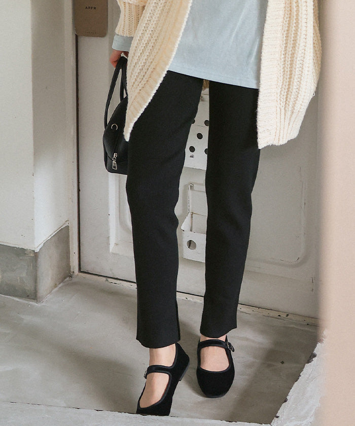 ティティベイト titivate モチッとタッチリブニットレギンスパンツ （グレージュ） グレージュ