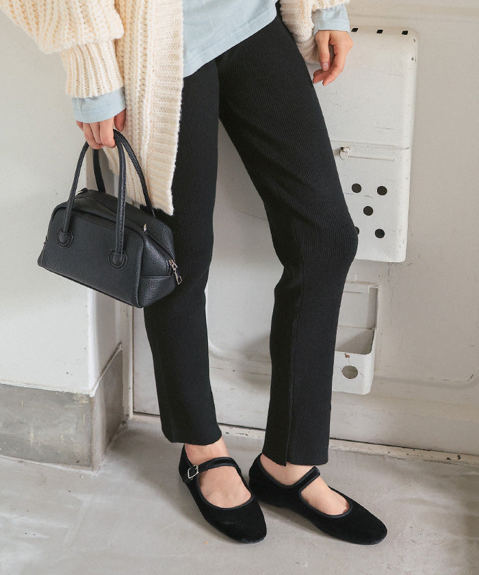 ティティベイト titivate モチッとタッチリブニットレギンスパンツ （グレージュ） グレージュ