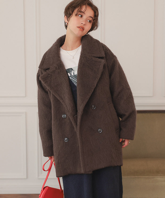 ティティベイト titivate シャギーミドルダブルコクーンコート （ブラウン） ブラウン