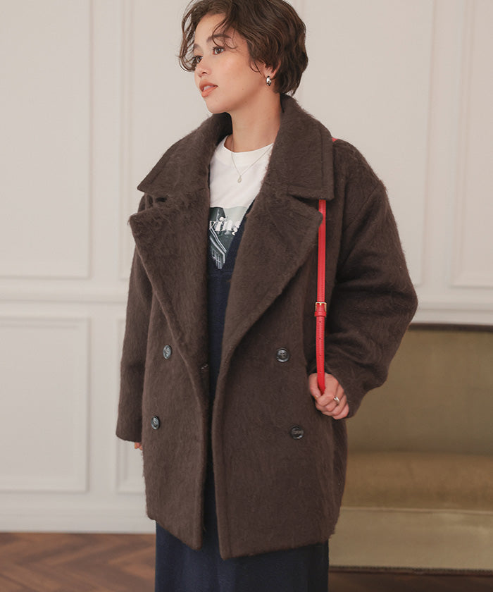 ティティベイト titivate シャギーミドルダブルコクーンコート （ブラウン） ブラウン